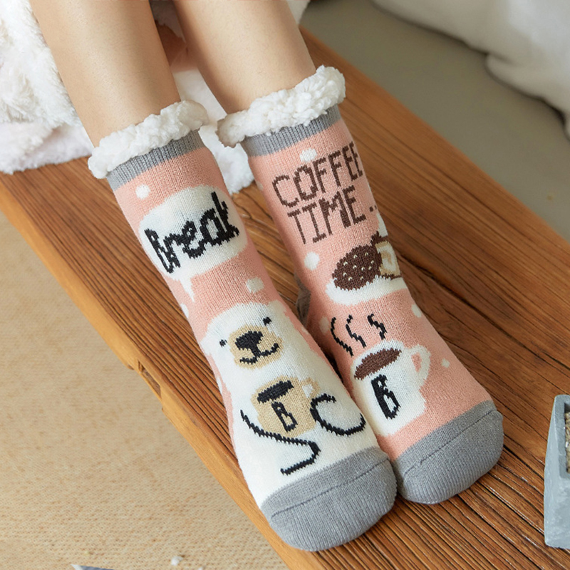 12 Pairs Slipper Socks Winter Adult Carpet Cartoon Socks Home Socks Floor Socks Warm Socks Cashmere Socks Sleeping Socks